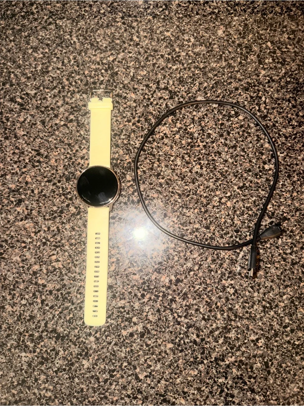 Yellow Silicone Smartwatch Band with Round Display